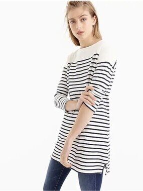 J Crew Boatneck Striped Tunic Sweater Dress - 3/4 Sleeve